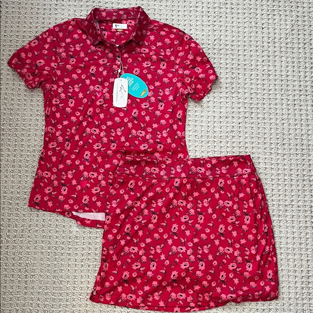 Greg Norman Collection Floral Women's golf Polo and Skort Set